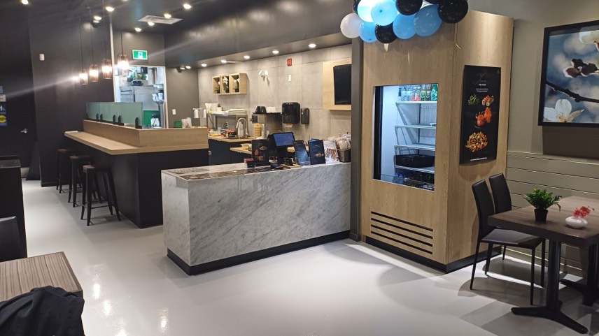 Custom sushi restaurant millwork and cabinetry in Belleville, Ontario by Nimaska Creative